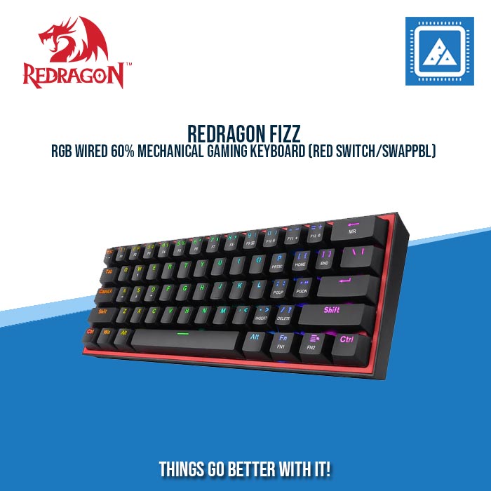 REDRAGON FIZZ RGB WIRED 60% MECHANICAL GAMING KEYBOARD (RED SWITCH/SWAPPBL) BLACK REDRAGON FIZZ RGB WIRED 60% MECHANICAL GAMING KEYBOARD (RED SWITCH/SWAPPBL) BLACK